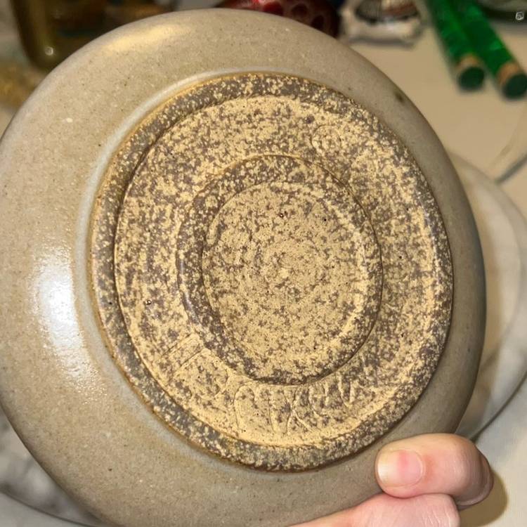 Robert Maxwell MCM Pottery Ashtray Crackle Glass 6”