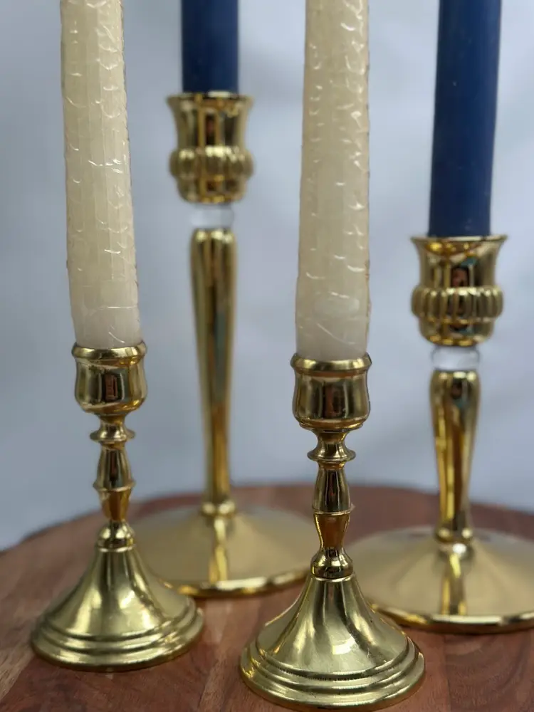 Solid Brass 4 Candlestick Holders Lovely Wedding Decor Mantle