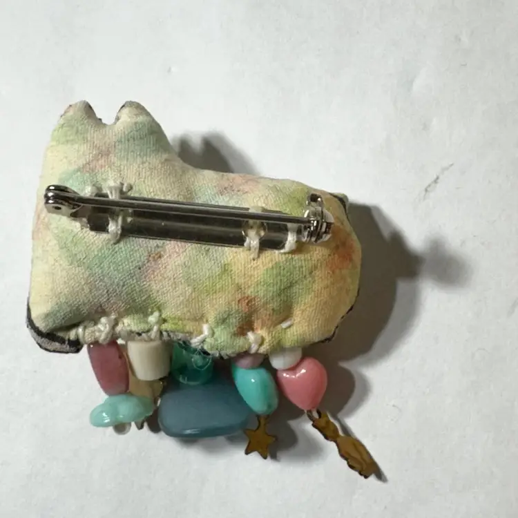 Handmade Pillow Brooch With Embellishments