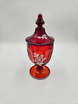 #TR57 Westmoreland Ruby Lidded 1979 Signed Candy Dish