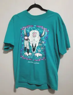 Vintage FOTL Single Stitch Shirt Size L Native Bull Skull 90s