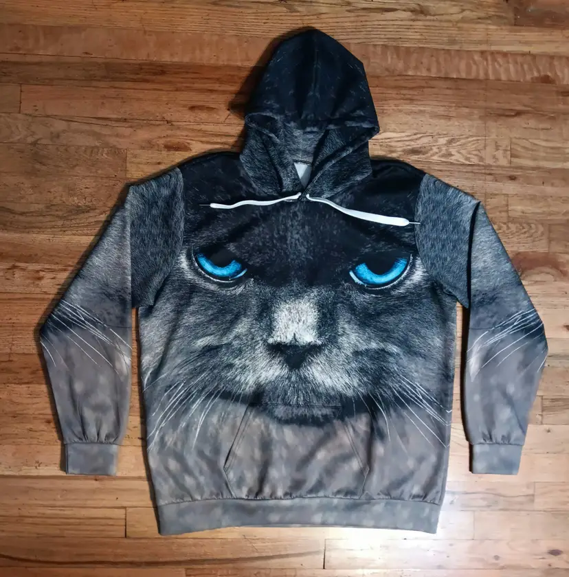 Cat All Over Print Hoodie NEW nwot Kitty Sweatshirt Animal