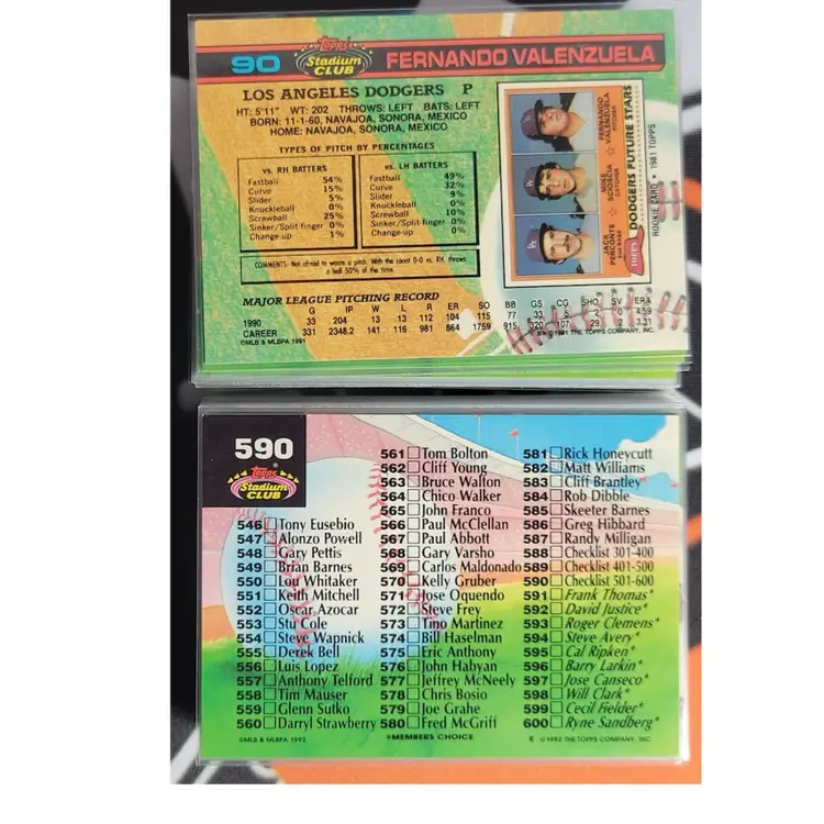 1991 Topps Stadium Club Baseball Lot of 65 Cards