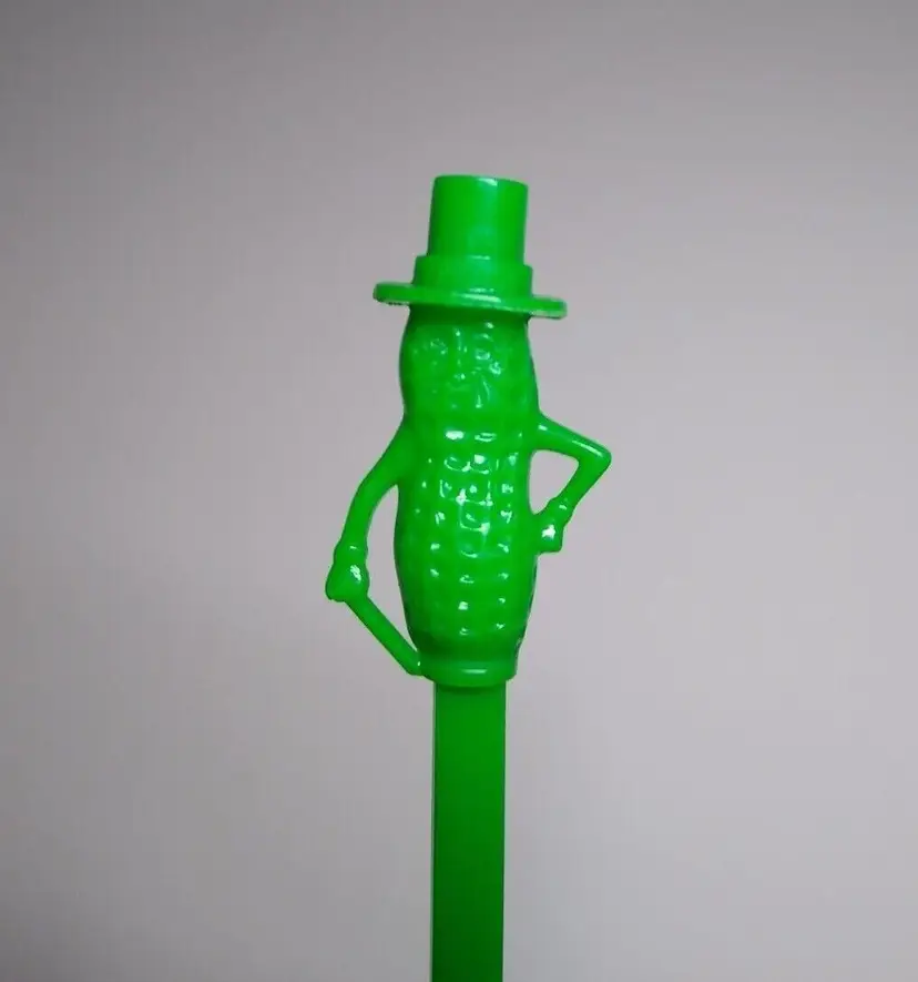 Mr Peanut Swizzle Stick 1950s Vintage Green Plastic Planters Peanuts Kitchenware
