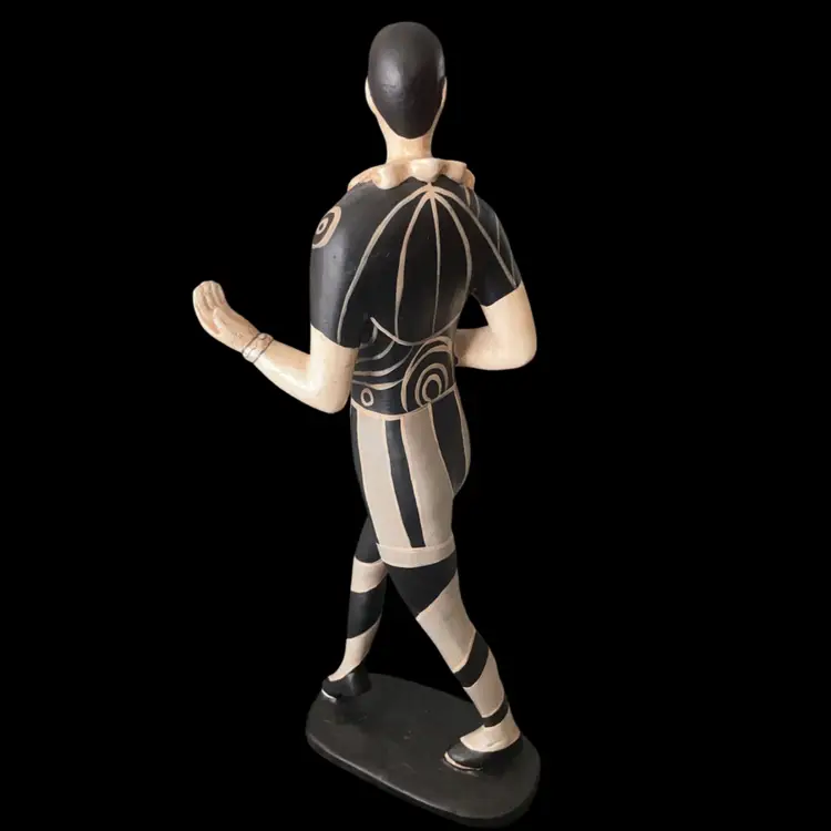 Art Deco Vintage16” Wood Harlequin Statue