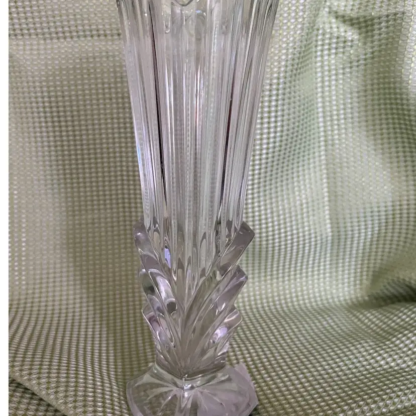 Art Deco Lead Crystal Flower Vase Studio Nova Belmont Heart Shaped 8”