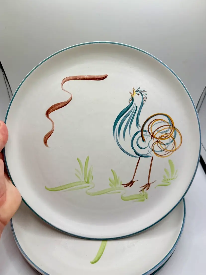 Denby Stoneware Flair Rooster 10” Dinner  Plate Circa 1955-69, Vintage MCM