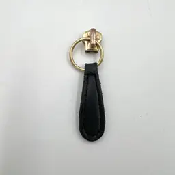 Vintage Coach  Replacement Brass Ring & Black Leather Zipper Puller and Head