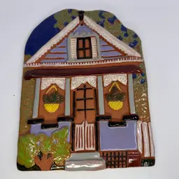 Redware Pottery ‘ Old British Style House’ Wall Hanging