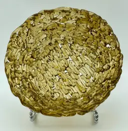 Mid-Century Modern Spun amber "spaghetti" Lucite Trinket Dish/Bowl