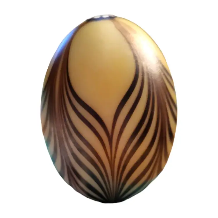 Vintage Handblown Glass Egg Paperweight E&R Golden Crown Italy *READ*