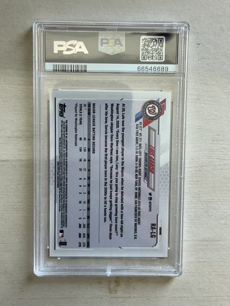 Luis Garcia Washington Nationals 2021 Topps Chrome Rookie Auto PSA 10
