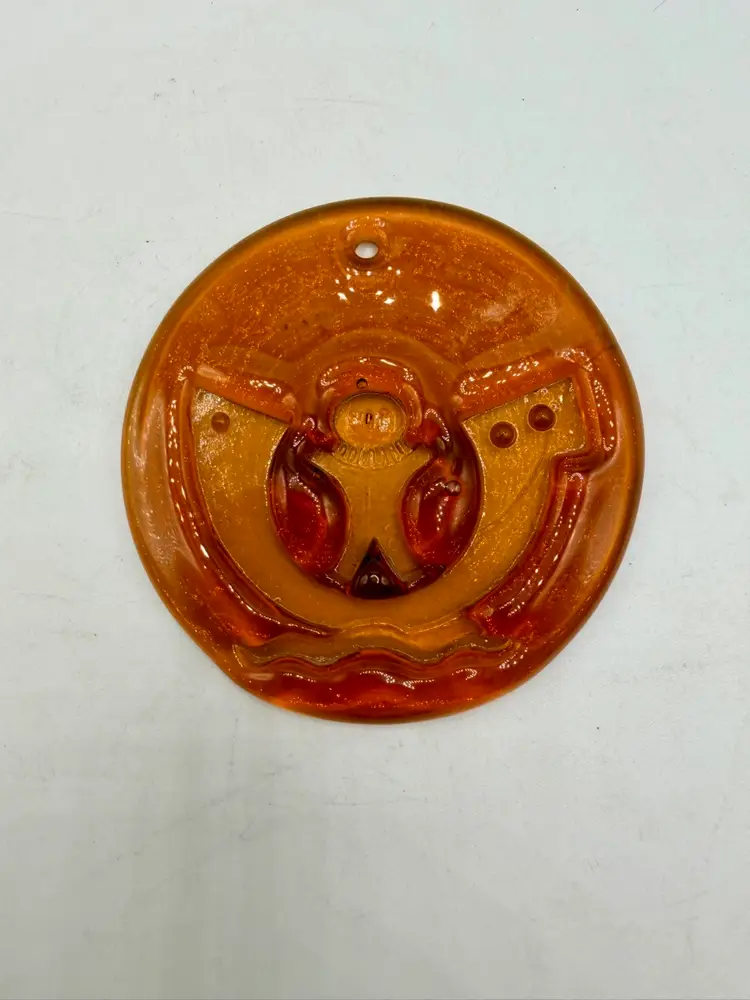 Holmegaard Michael Bang Round Orange Noah's Ark Sun catcher Vintage Denmark 60’s