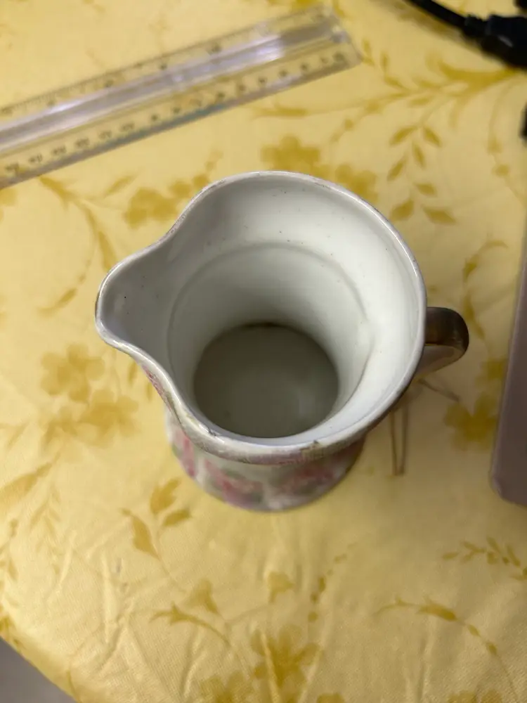 Royal Bayreuth Porcelain Tapestry Jug Pitcher Vase  4 1/2"h Very Rare