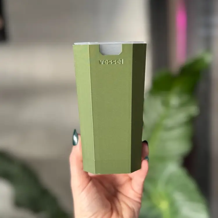 Sm Olive Green SPICY VESSEL Cache/self Watering Pot