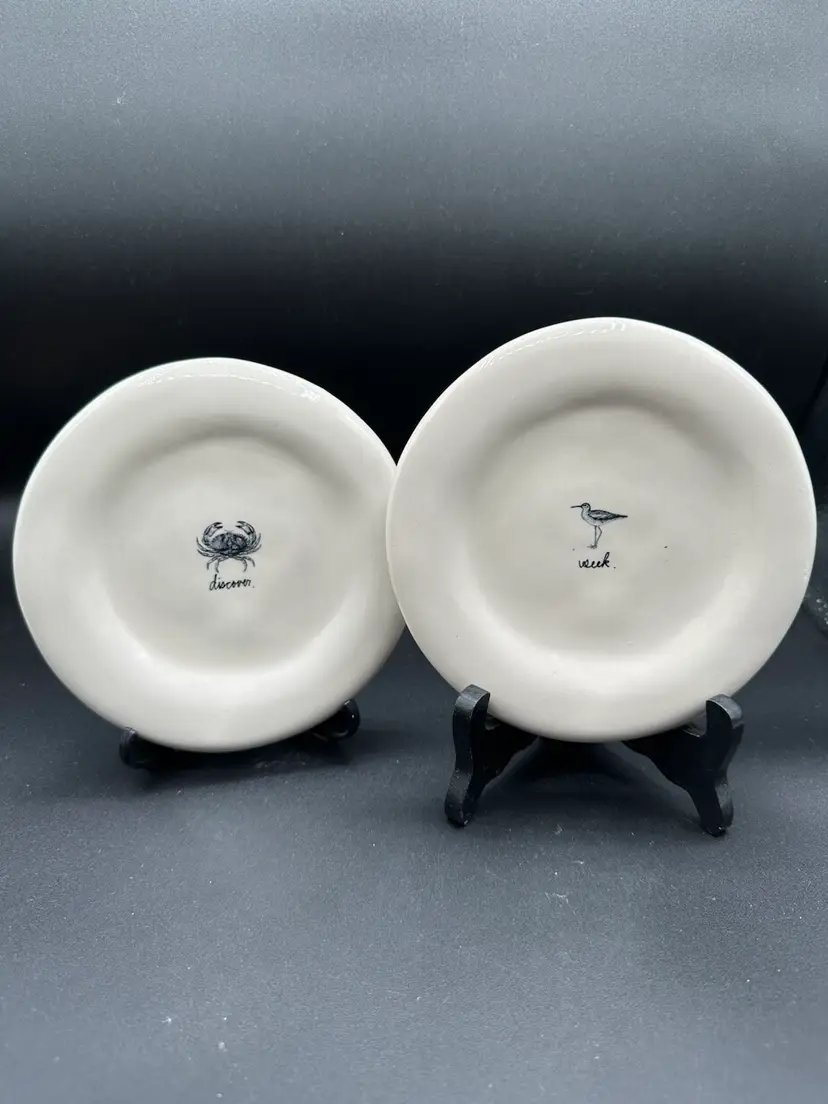 SET of 2 RAE DUNN Artisan Collection 6" SERVING Appetizers SEA LIFE PLATES