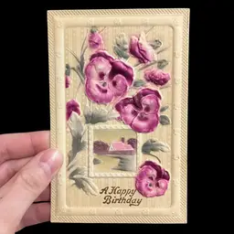Antique Postcard 3D Embossed Flowers, Antique Ephemera