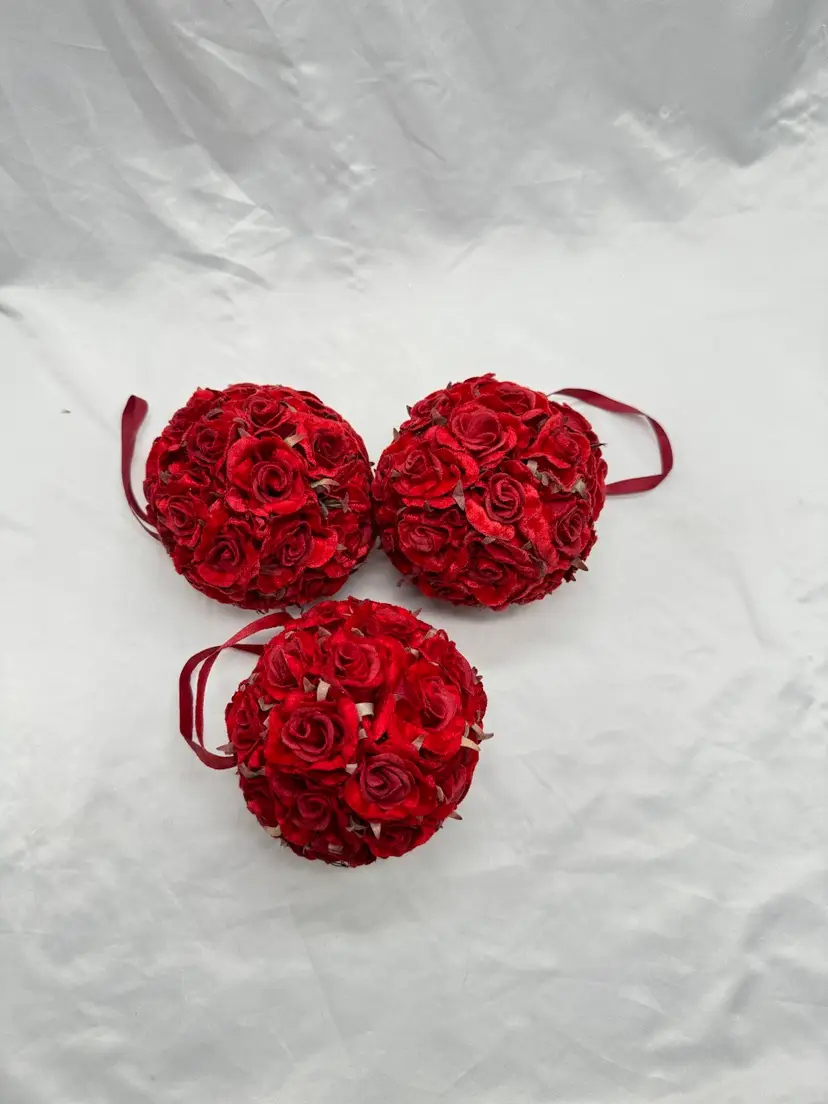 Set Of 3 Rose Ornaments