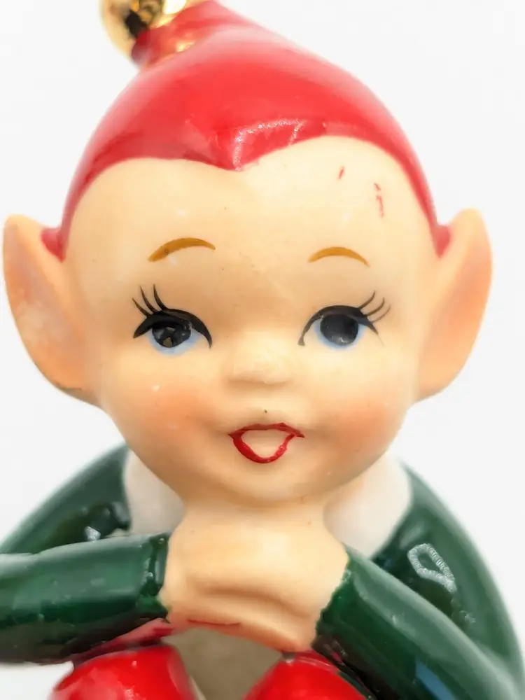 Vintage Norcrest Christmas Pixie Elf on Mushroom Japan Holiday Decor