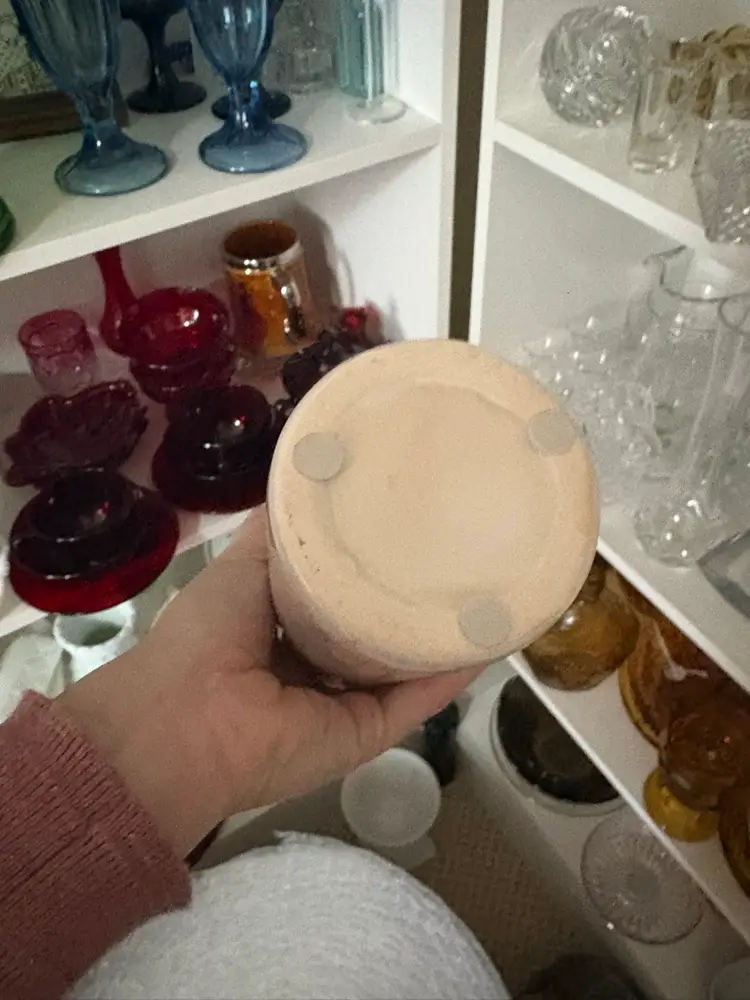 Cream Colored Pottery Vase Candle Holder