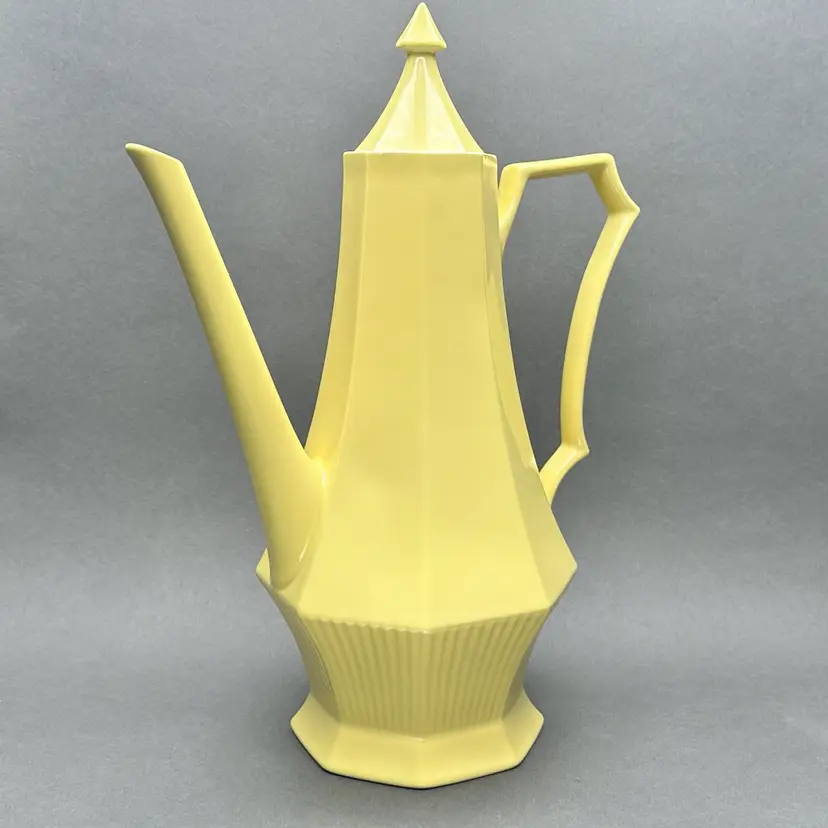 Vintage Yellow Independence Ironstone Faceted Coffee Pot by Interpace Japan