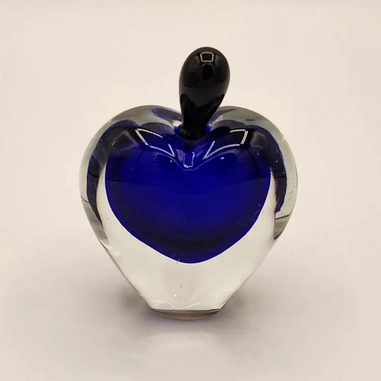 Cobalt Blue Heart Encased Glass Perfume Bottle. By Glass Art Studio