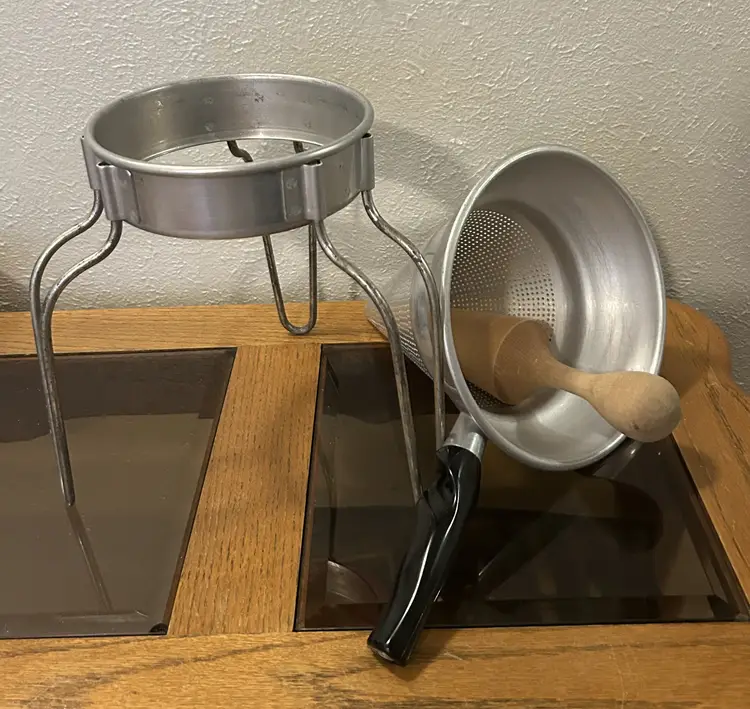 Wear Ever Vintage 475 Strainer Canning Sieve With Wooden Pestle & Stand