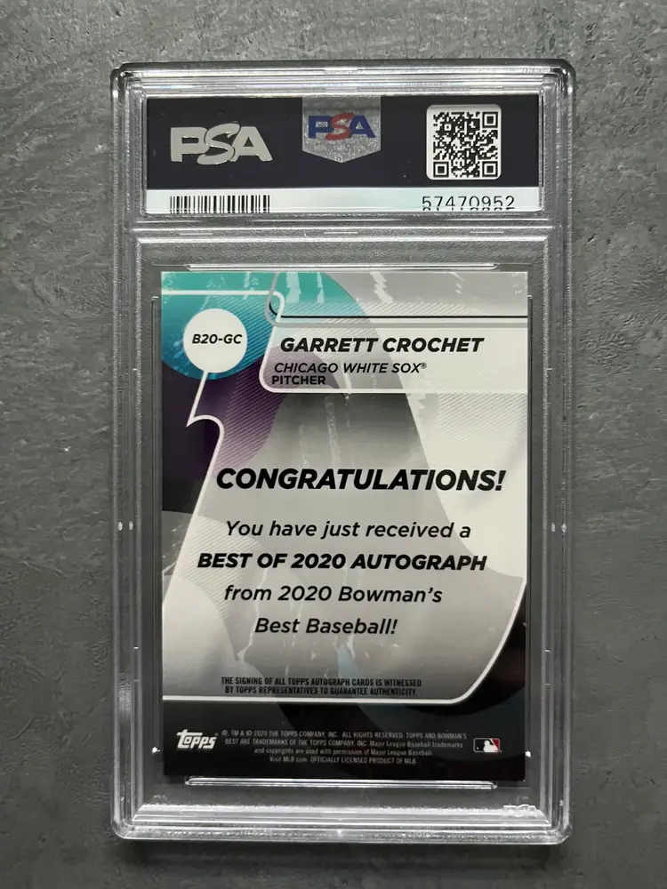 2020 Bowman's Best Garrett Crochet #B20-GC Green Refractor Auto #85/99 PSA 9
