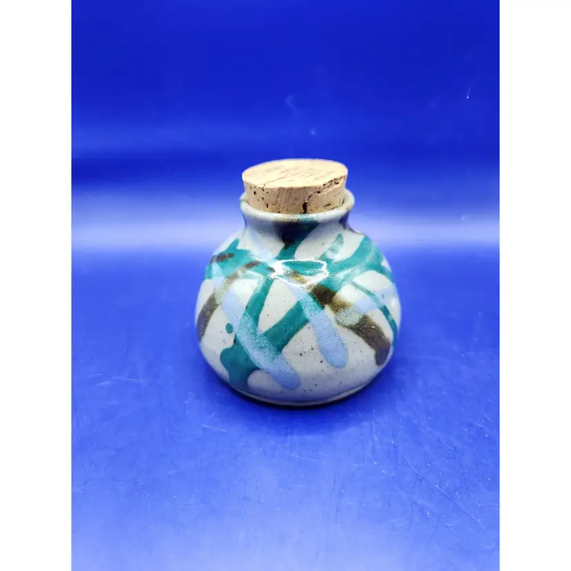 Ceramic Glazed Corked Jar - signed