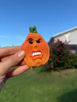 🎃 Vintage Ceramic Goofy Spooky Pumpkin Face Magnet🎃
