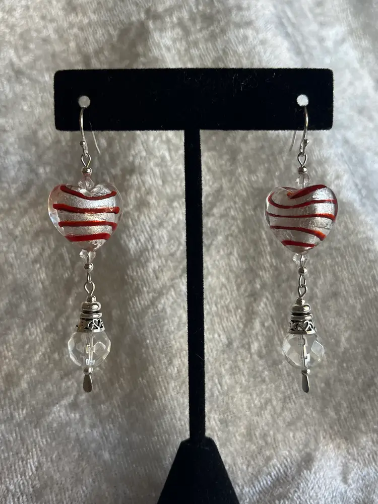 #88 "Wrapped in Love" Series - Handmade by Me -- Lampwork Glass Earrings