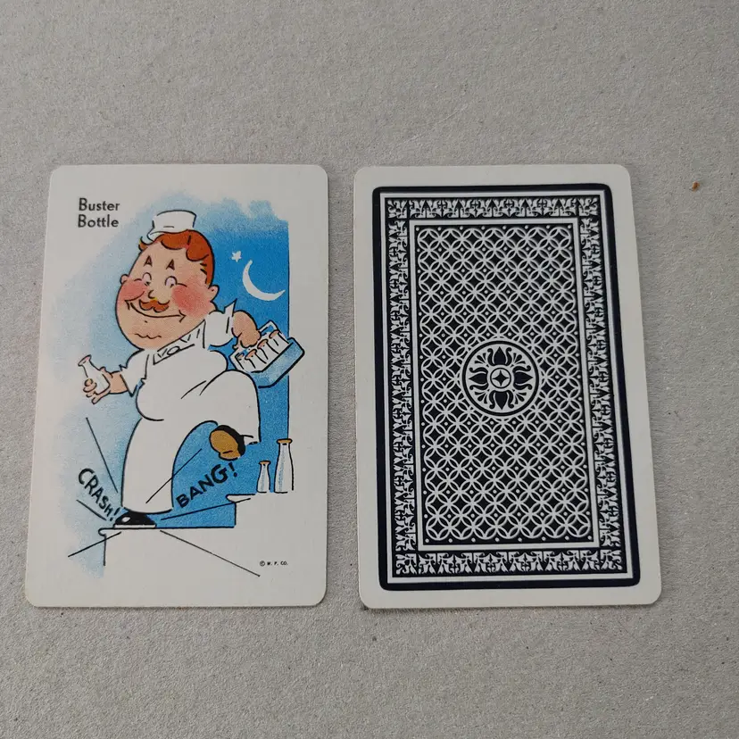 1 single swap card. Old Maid by Whitman. 1940-1950. Buster Bottle.