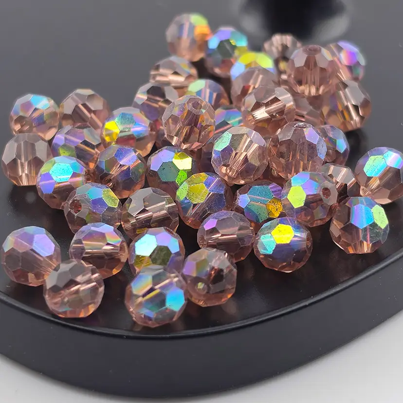 50pcs 8MM Faceted Glass Beads, purple AB #BC107