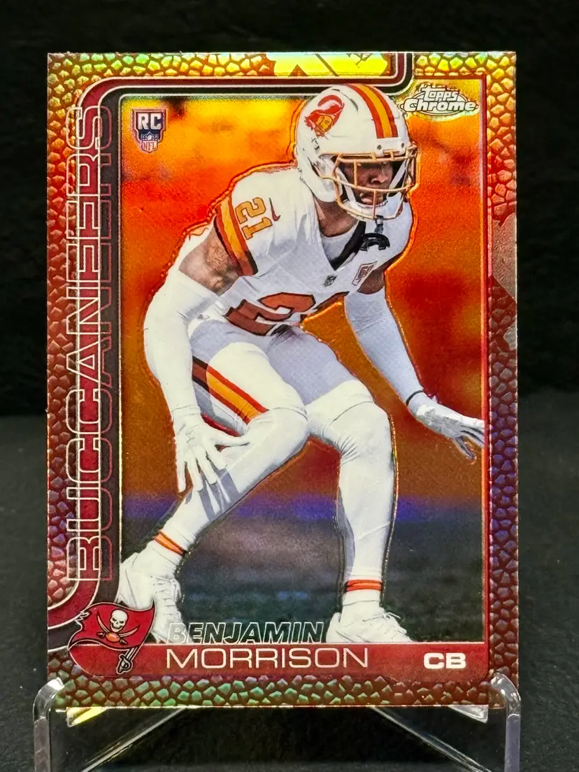 Benjamin Morrison 2025 Topps Chrome #355 RC Pigskin Refractor Tampa Bay Buccaneers