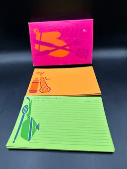 Vintage 70’s Current Colorful Cookery" recipe cards 16 Available