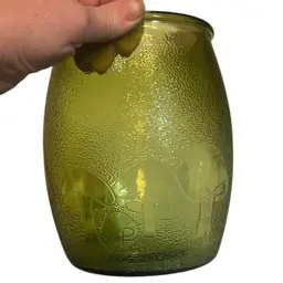 Vintage Bartlett Collins Avocado Green Glass MUSHROOM Cookie Jar Vase No Lid
