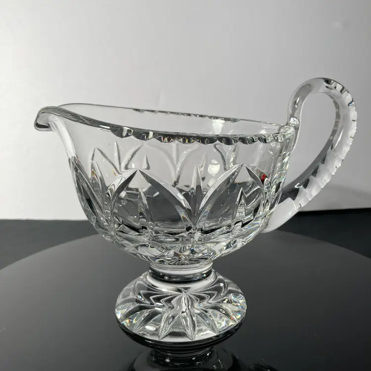Vintage Crystal Sauce Boat. Pedestal Base, Lead Crystal Sauceboat. Elegant.