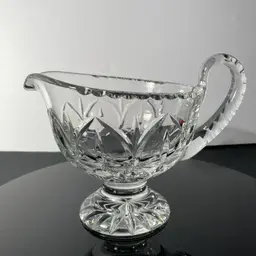 Vintage Crystal Sauce Boat. Pedestal Base, Lead Crystal Sauceboat. Elegant.