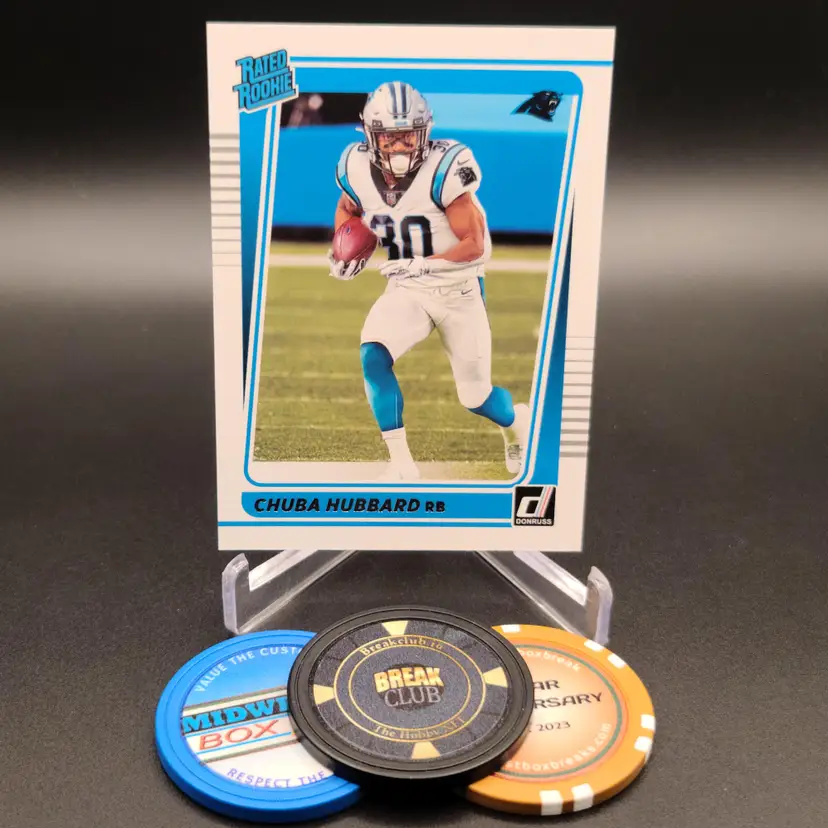 Chuba Hubbard Rated Rookie 2021 Panini Donruss Football Aqueous Test SP Parallel Card #287 -  Carolina Panthers