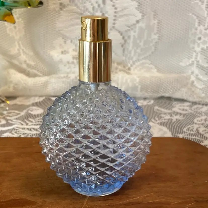 Vintage Blue Cubist Perfume Bottle