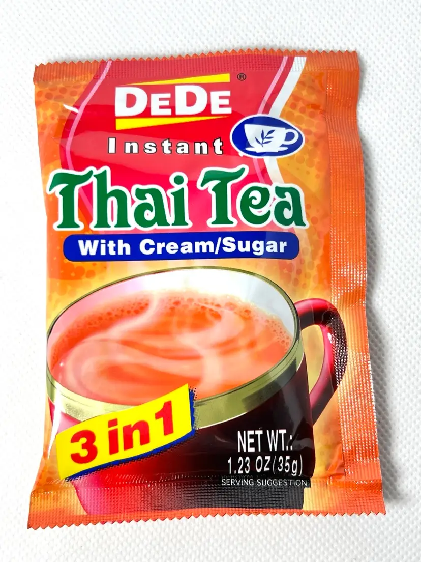 Instant Thai Tea With Cream And Sugar. Powder Packet Single Serving Snack Drink. Makes 7-8 Ounces Hot Or Cold Tea. Product Of Thailand.