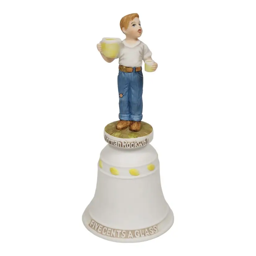 Norman Rockwell Porcelain Bell 1978 Children Series II "Five Cents A Glass"