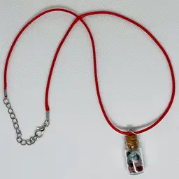 MINI GLASS JAR w/30 Different Healing Crystals 18” Necklace Pendant Handmade