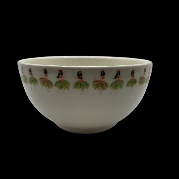 Fishs Eddy Hula Girl Dancers Marilena Perilli Homer Laughlin Bowl Tiki HTF 5.75”