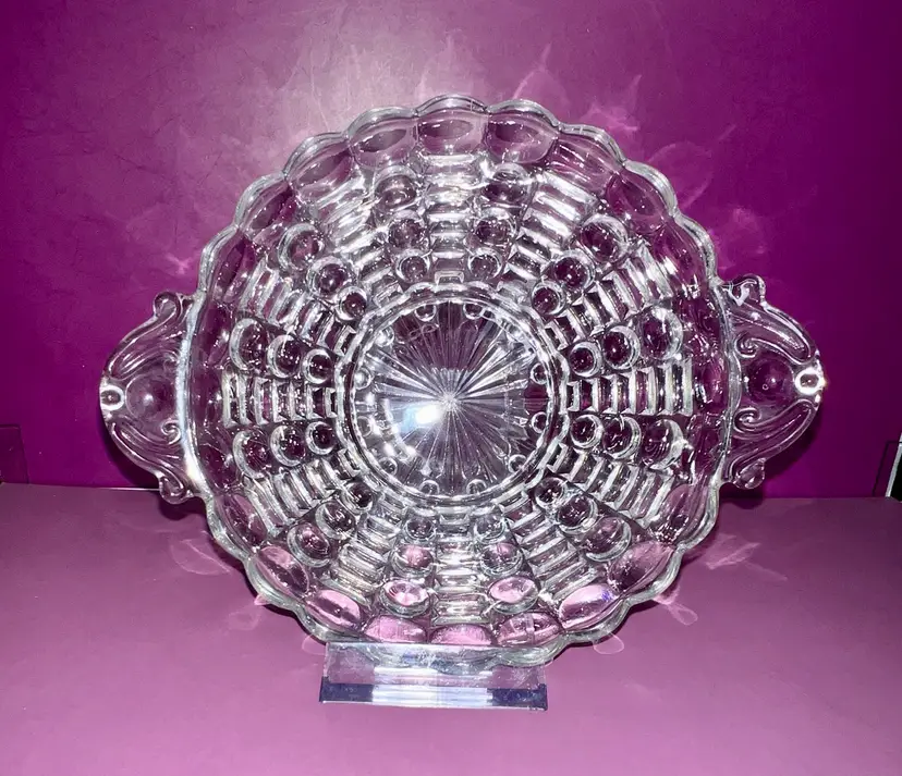 Vintage Anchor Hocking Bubbles And Bars Clear Glass Bowl 6”