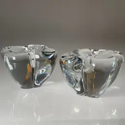 BACCARAT France Crystal Glass DIOMEDE Clover Candlesticks Candle Holders Vintage 3.5" Set of 2