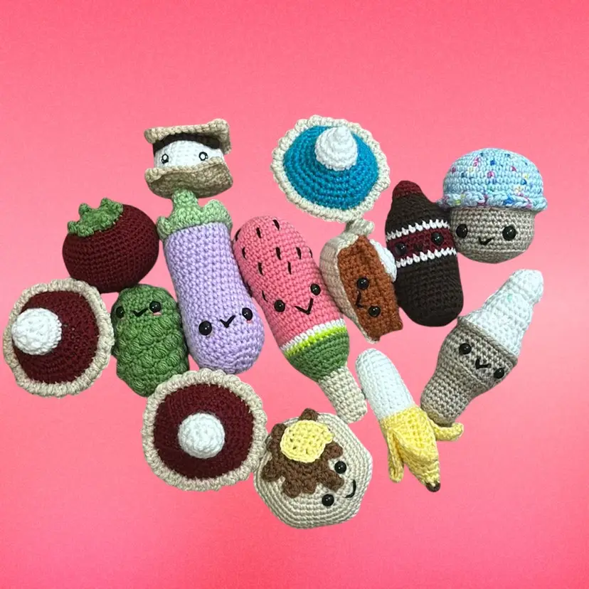 Crochet Food Plushies Lot-14 Pieces !