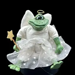 Kathleen Kelly “Country Folks” For Russ Berrie Derpalicious Dream Weaver Cherub Resin Stuffed Shelf Sitter Frog 5 3/4” Tagged Good Condition