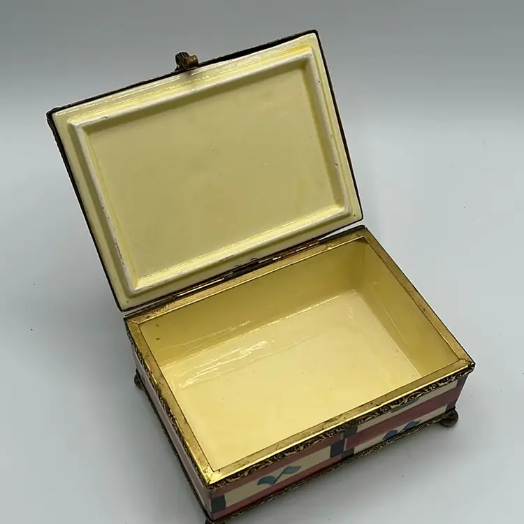 GORGEOUS Ceramic Metal German Jewelry Trinket Box “Affy” Wittenberg Musterscutz