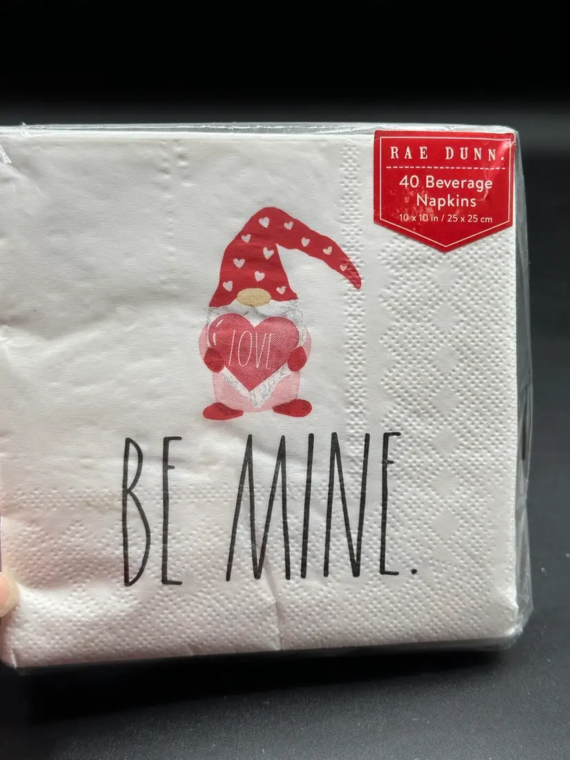 New RAE DUNN Be Mine Pink Paper Beverage Cocktail Napkins 40 Ct